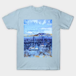 Yachts in the ocean- snow effect T-Shirt